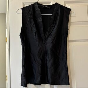 Kulson Italy Deep V-neck Top Silky Sheer Lightweight Frayed edge